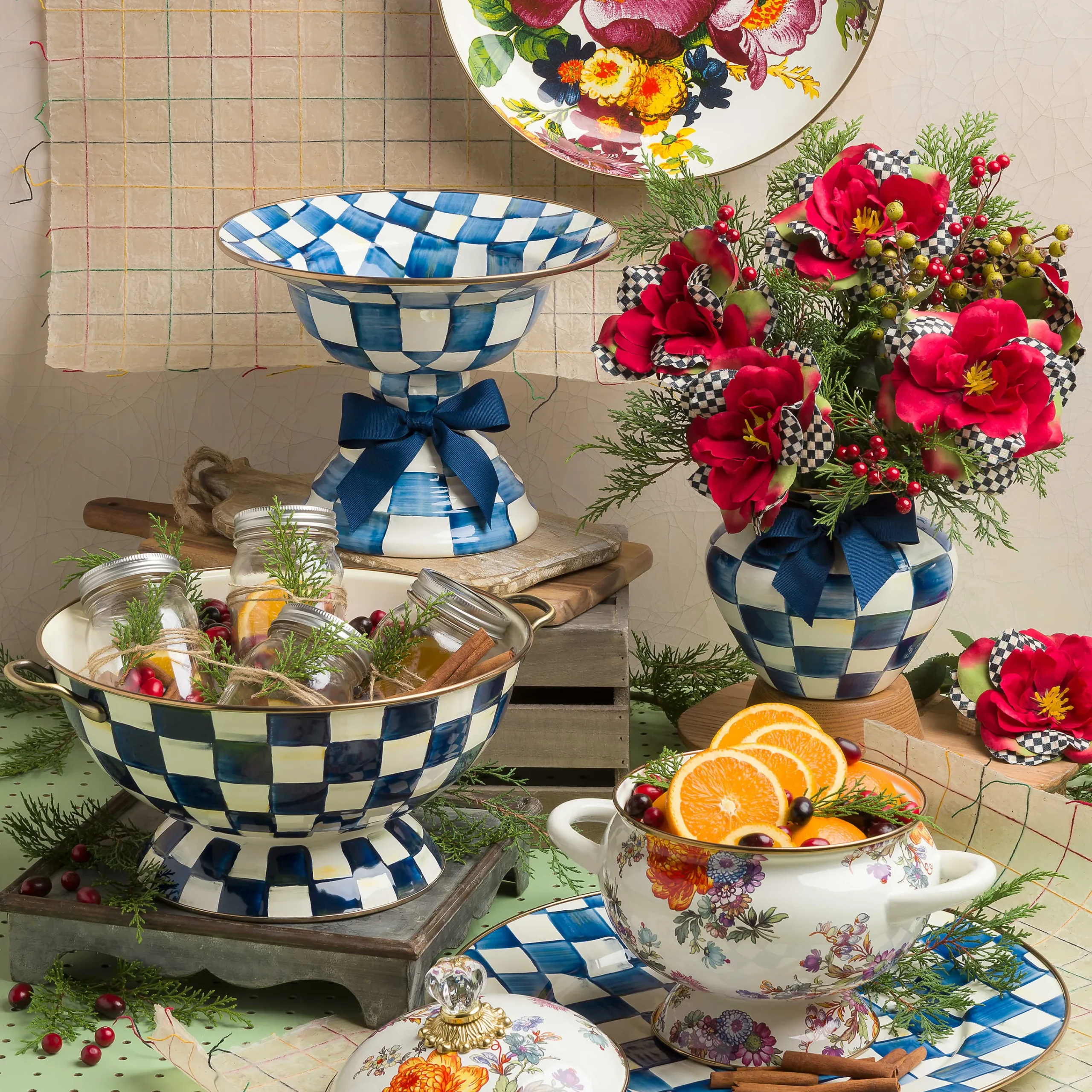 Royal Check Enamel Serving Platter|MacKenzie-Childs Online