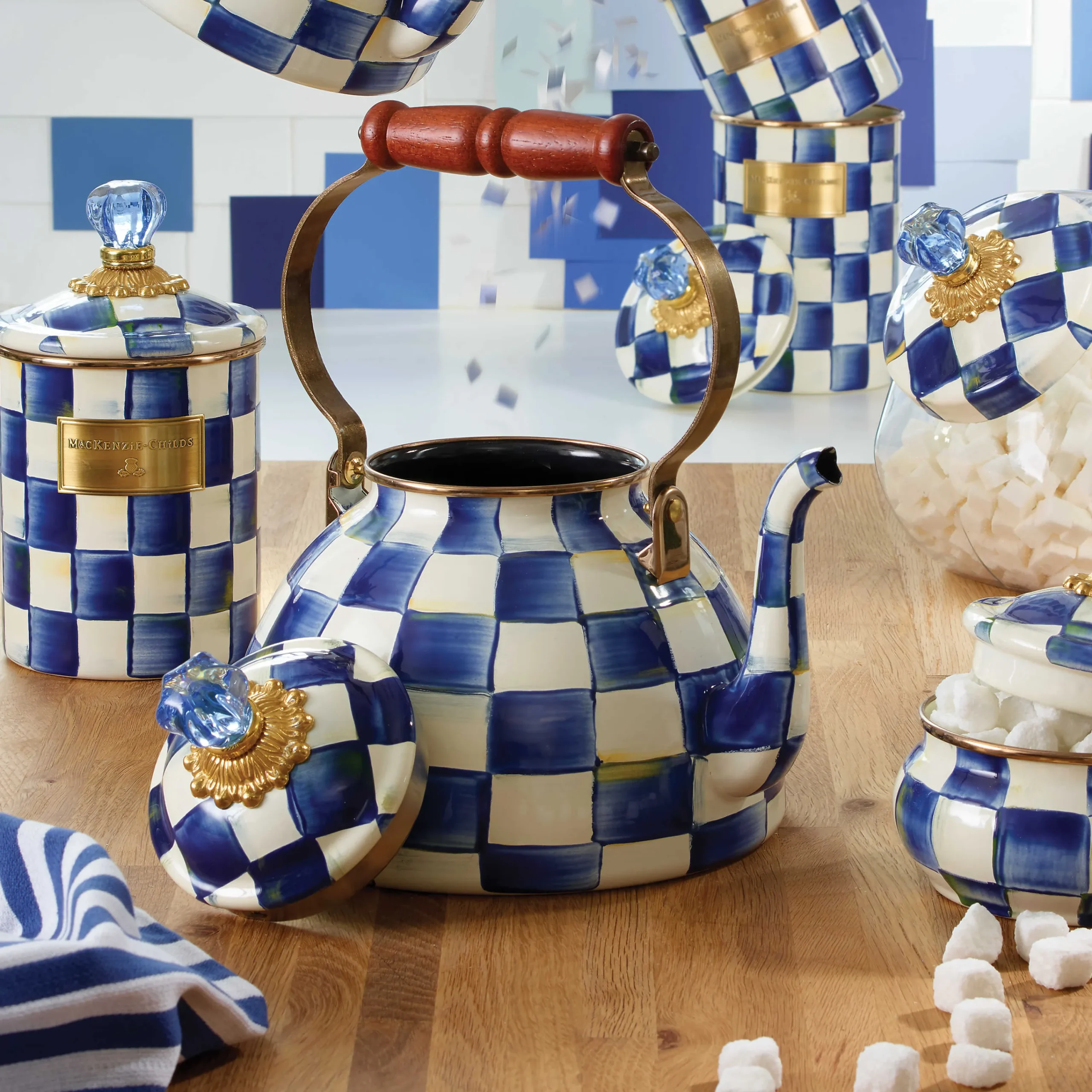 Royal Check Enamel Tea Kettle - 3 Quart|MacKenzie-Childs Outlet