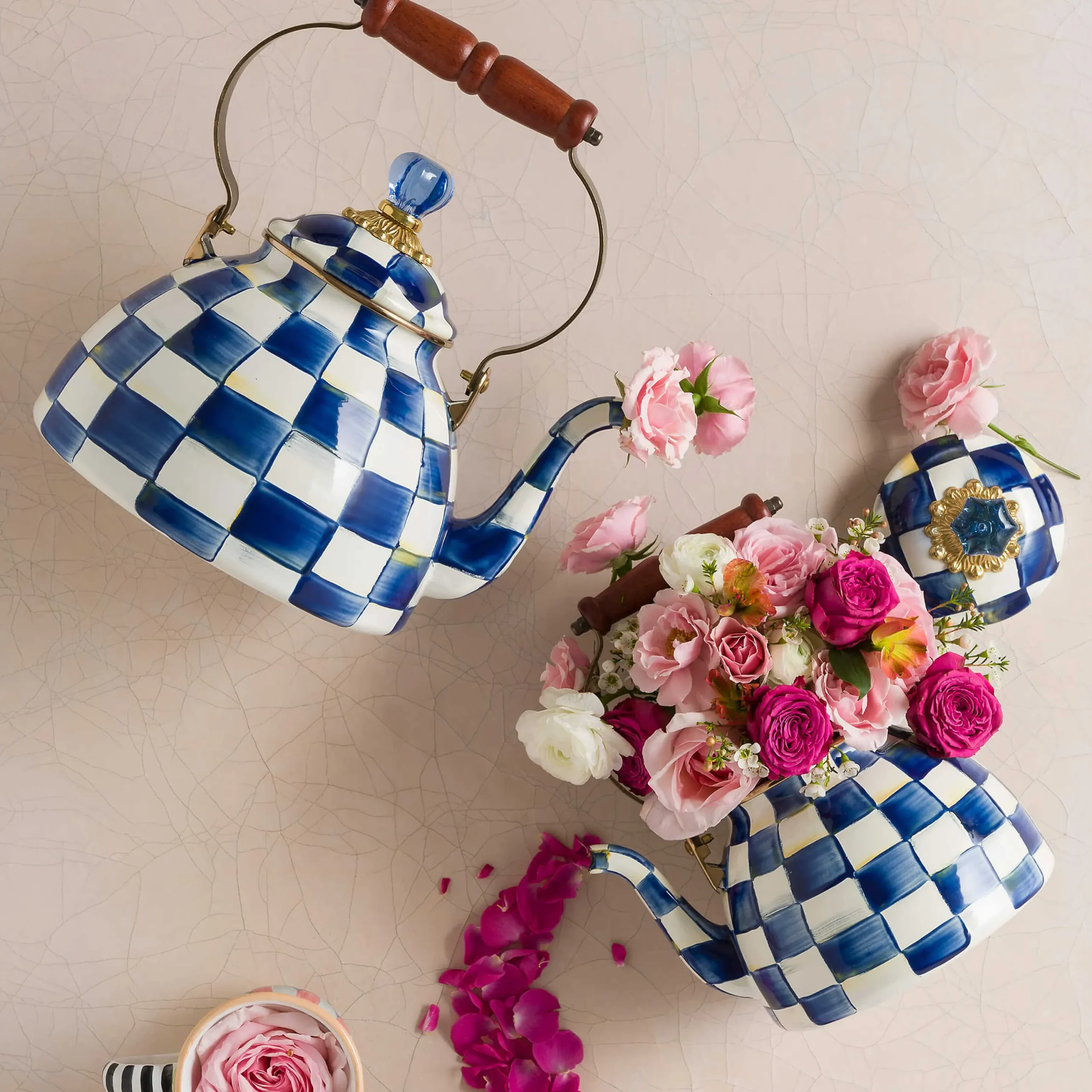 Royal Check Enamel Tea Kettle - 3 Quart|MacKenzie-Childs Outlet