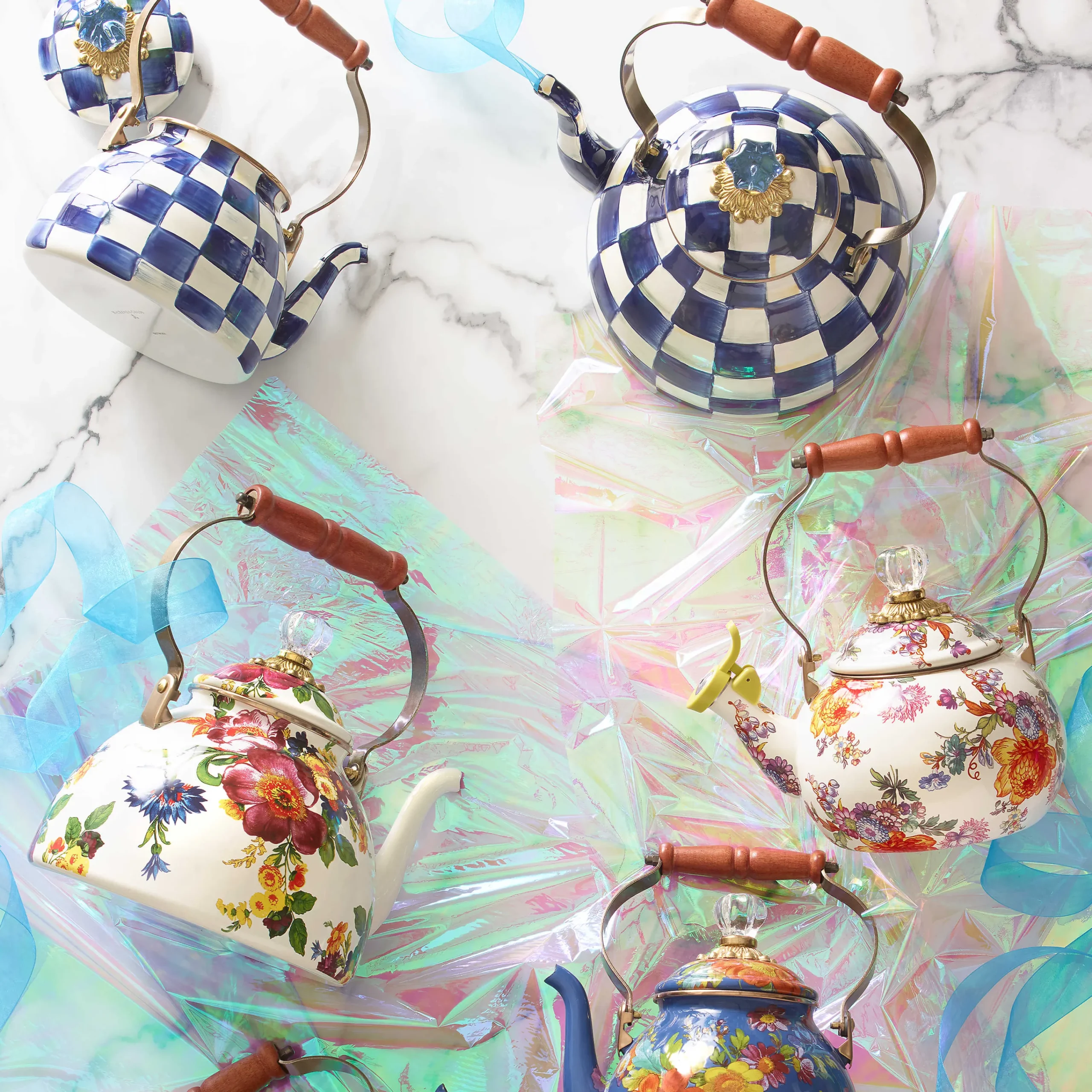 Royal Check Enamel Tea Kettle - 2 Quart|MacKenzie-Childs Hot