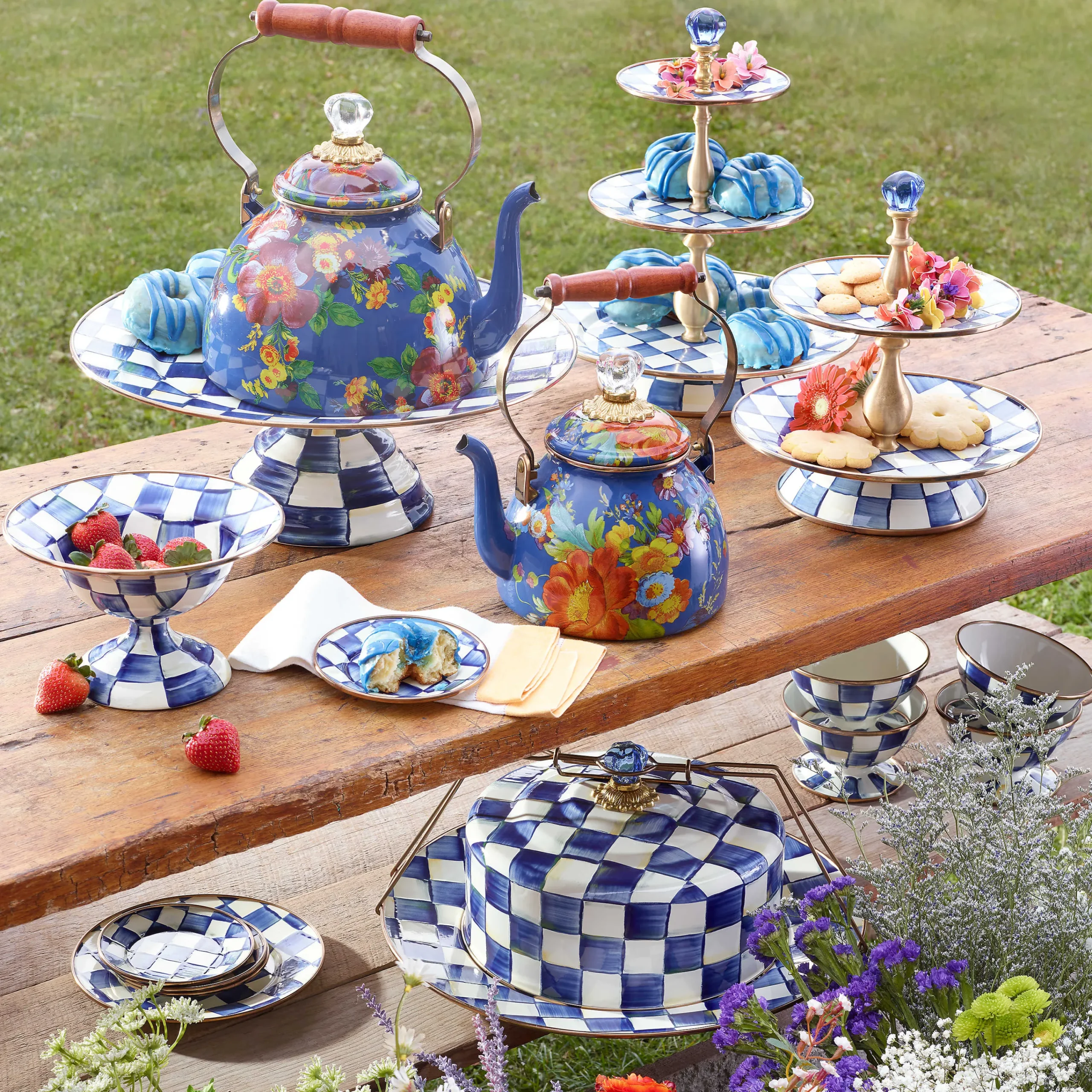 Royal Check Enamel Two Tier Sweet Stand|MacKenzie-Childs Online