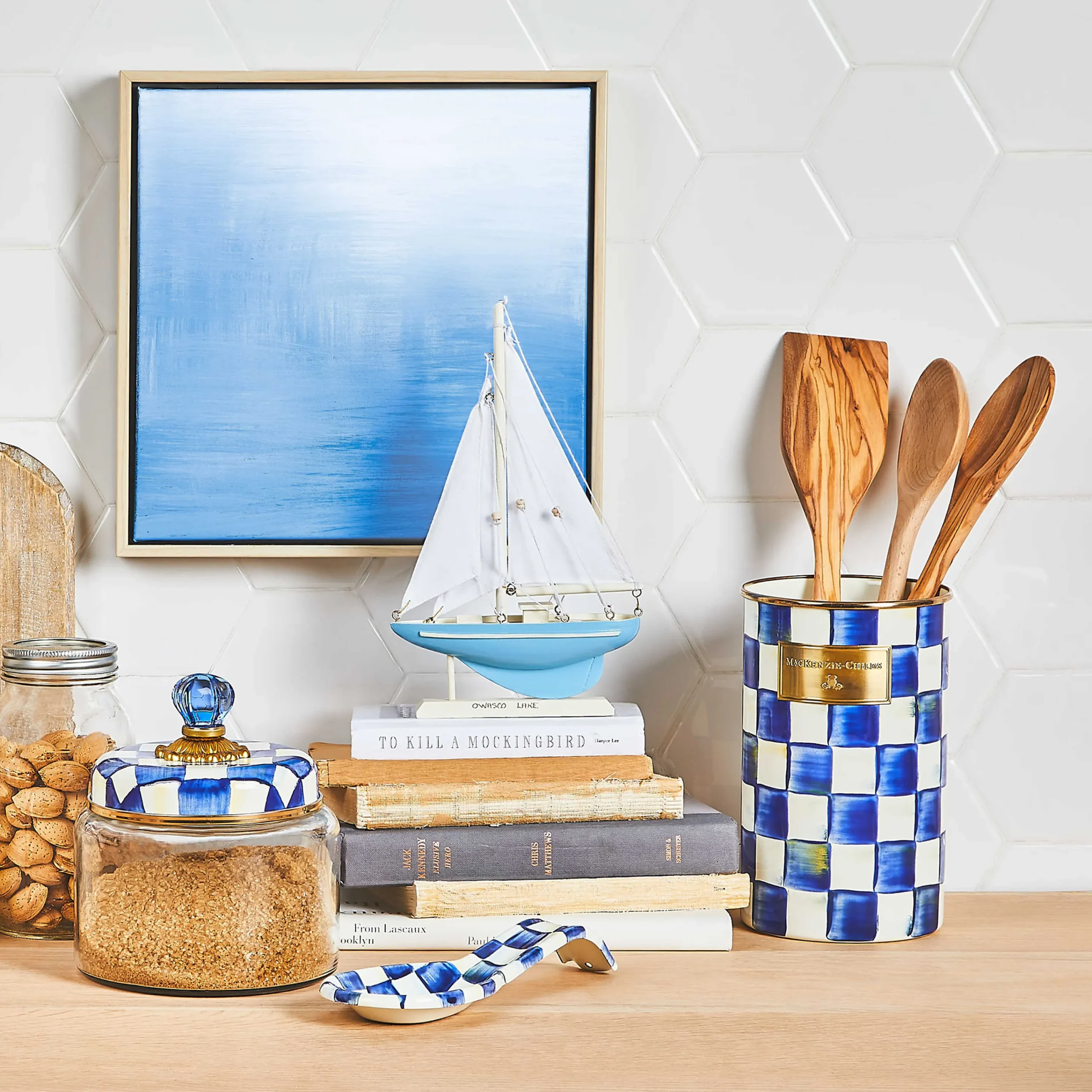 Royal Check Enamel Utensil Holder|MacKenzie-Childs Best