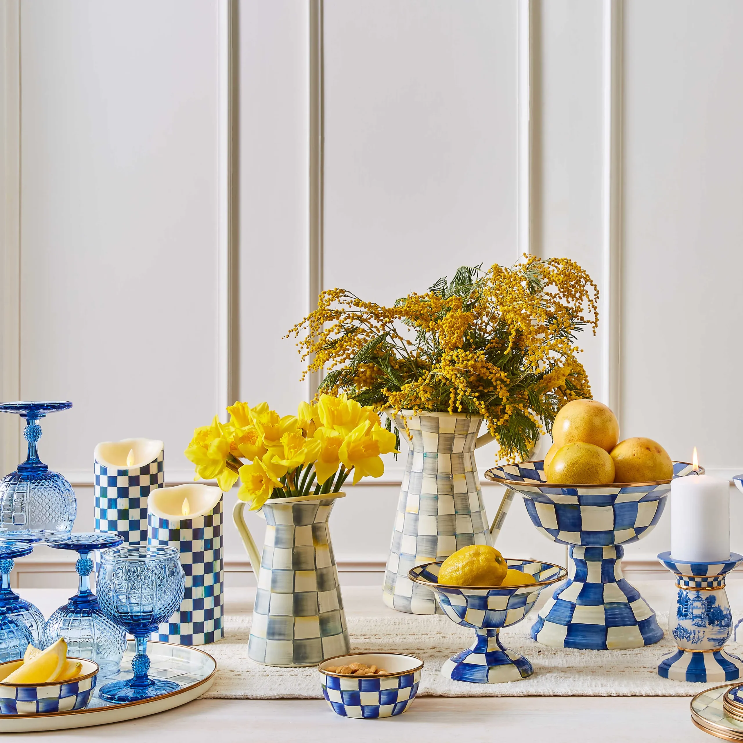 Royal Check Flicker 10" Pillar Candle|MacKenzie-Childs Sale