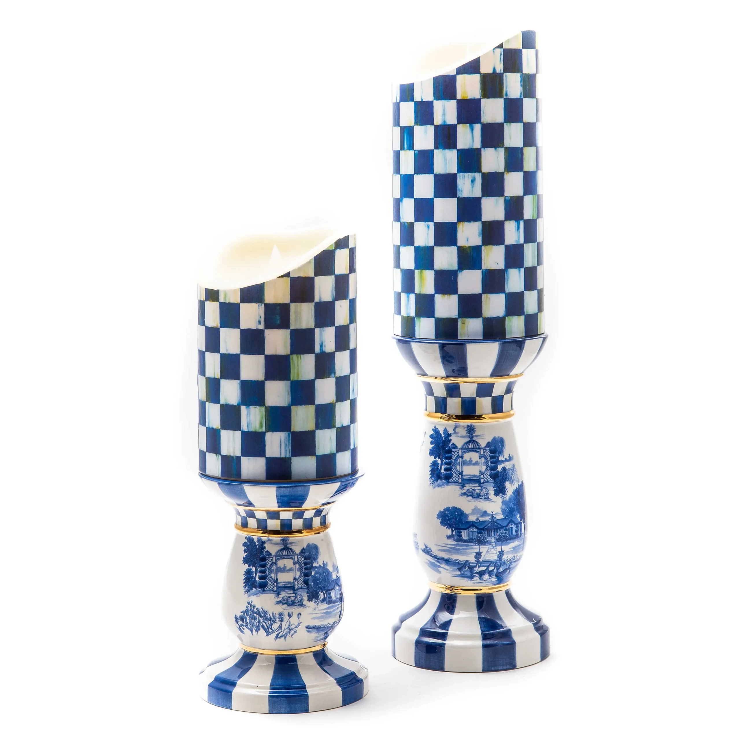 Royal Check Flicker 10" Pillar Candle|MacKenzie-Childs Sale