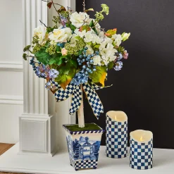 Royal Check Flicker 8" Pillar Candle|MacKenzie-Childs Outlet