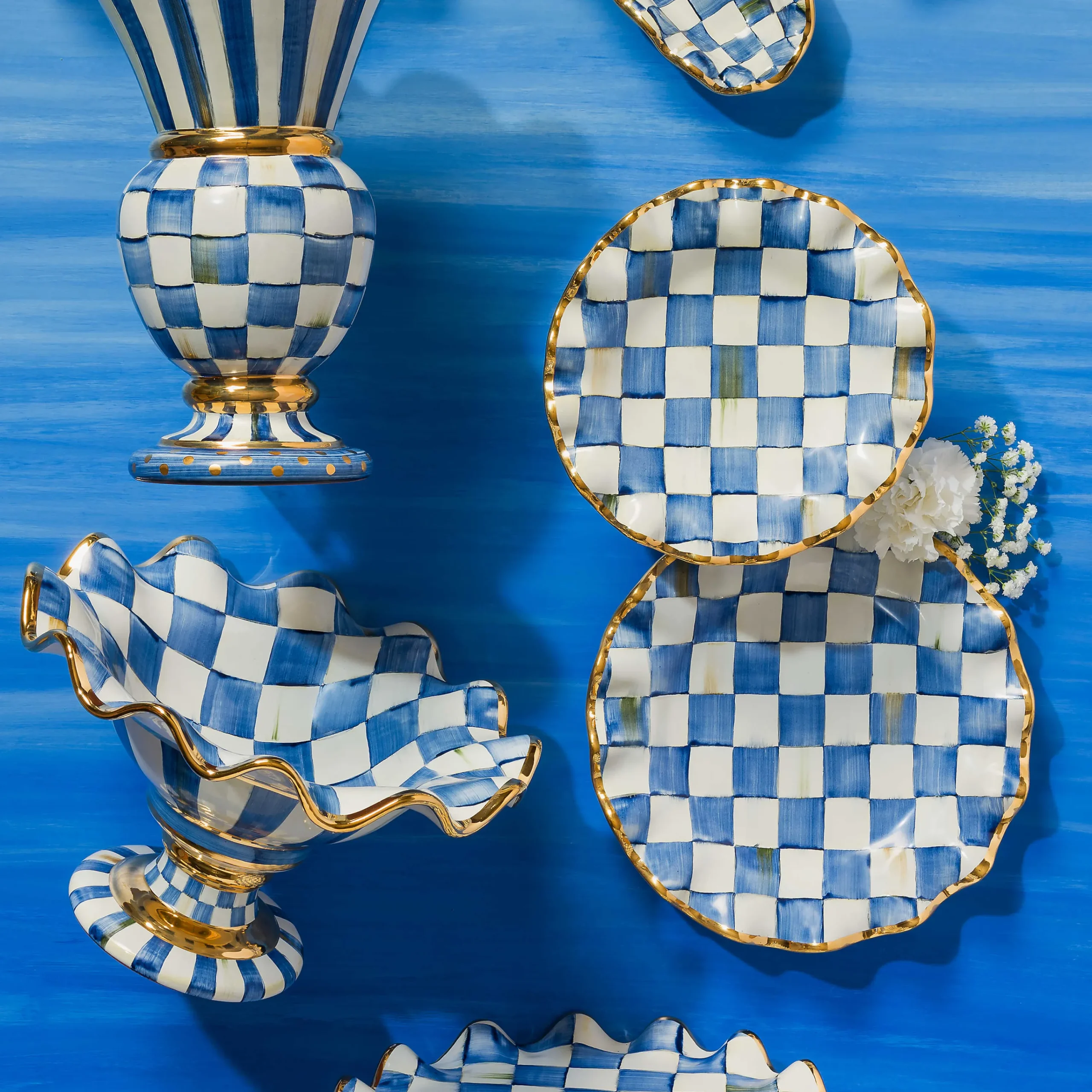 Royal Check Fluted Dinner Plate|MacKenzie-Childs Hot