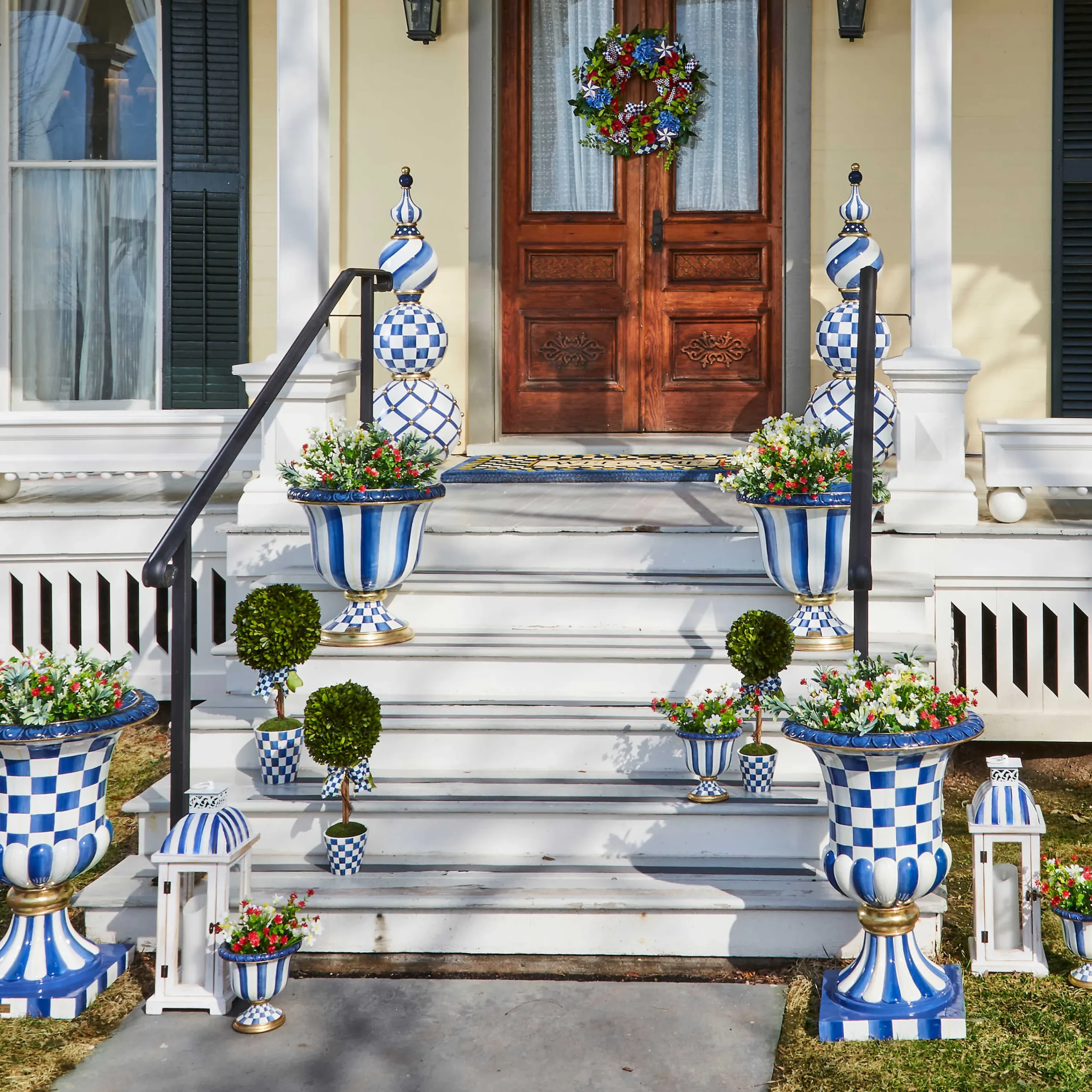 Royal Check Pedestal Urn|MacKenzie-Childs Best