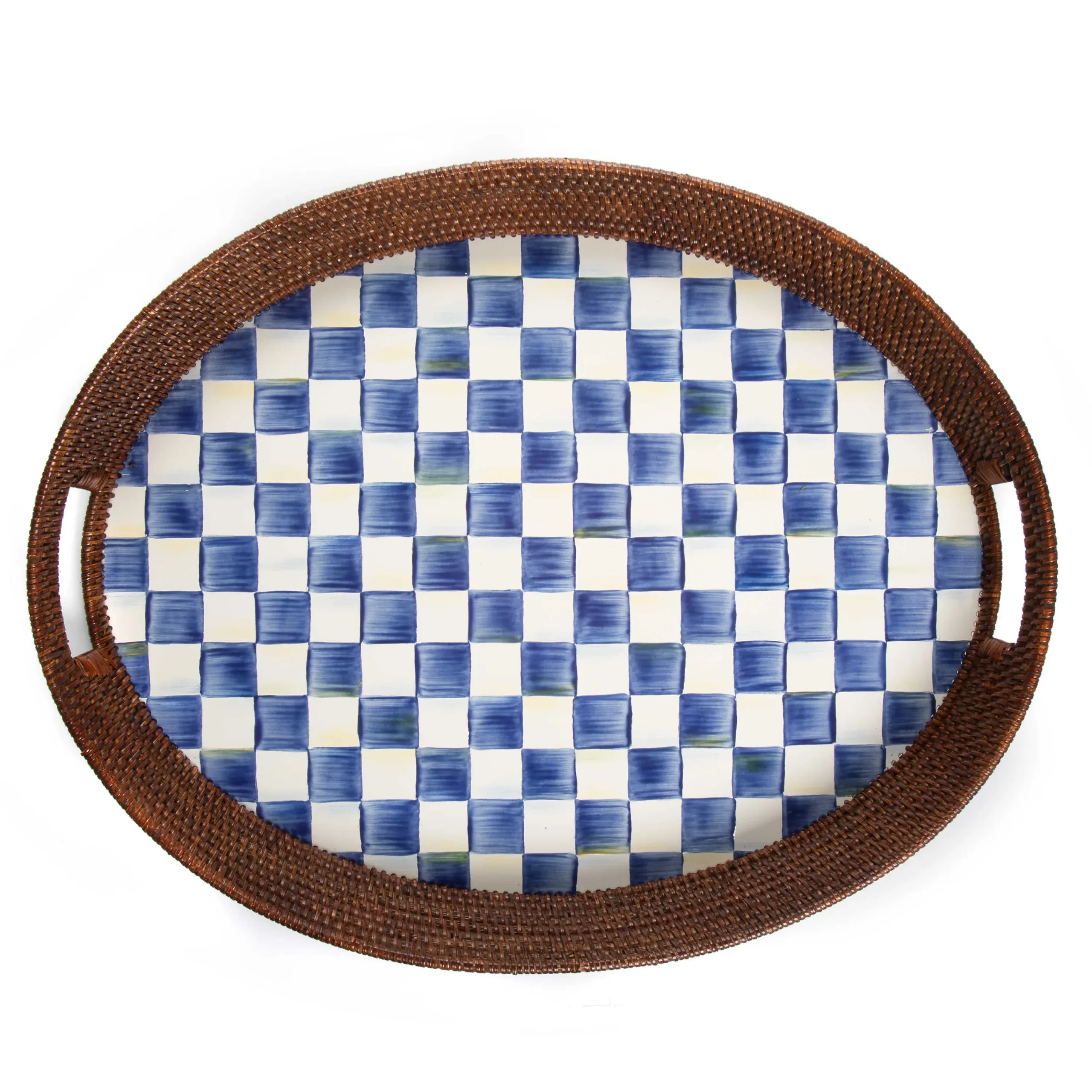 Royal Check Rattan & Enamel Party Tray|MacKenzie-Childs Hot