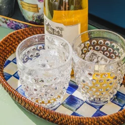 Royal Check Rattan & Enamel Tray - Small|MacKenzie-Childs Online