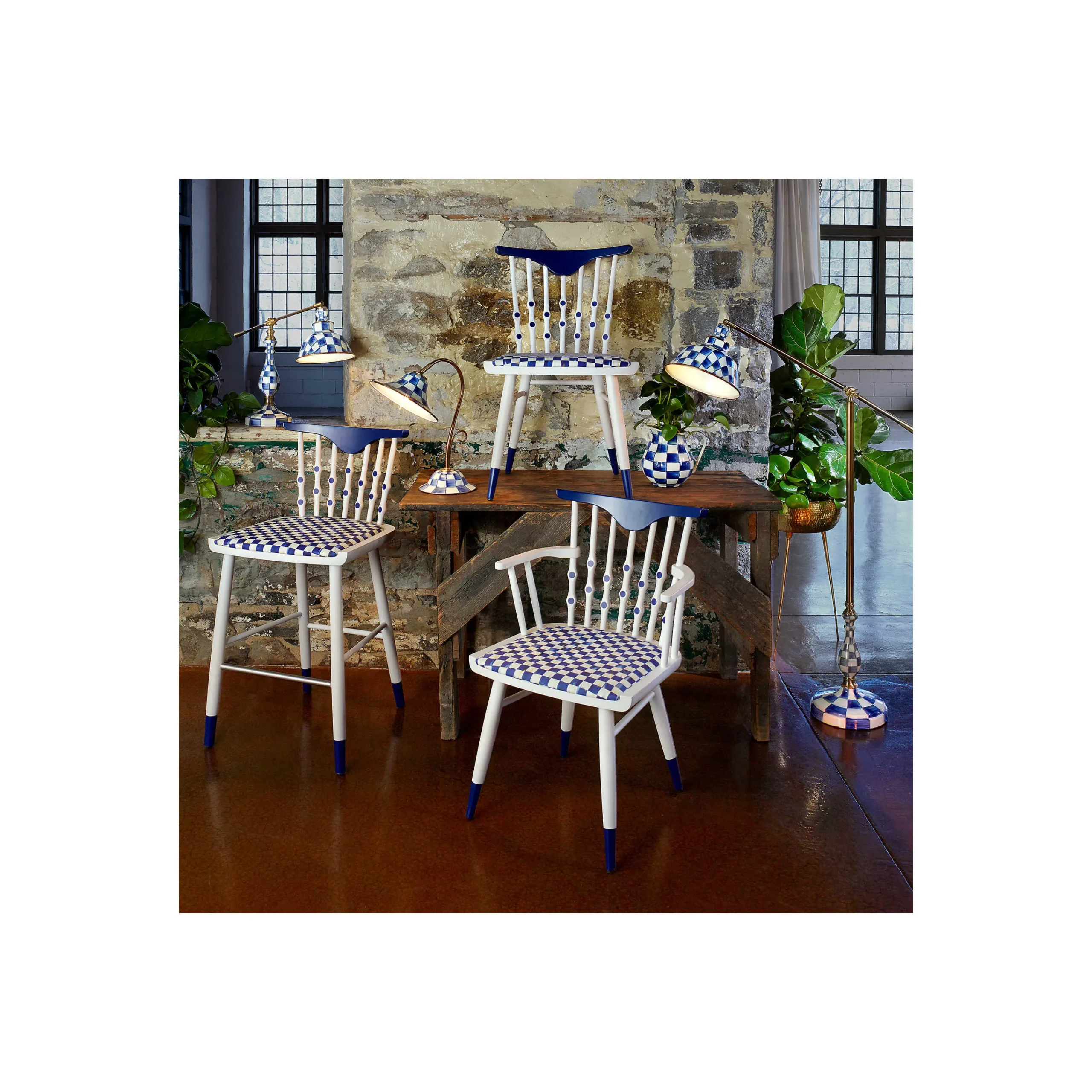 Royal Check Reading Table Lamp|MacKenzie-Childs Outlet