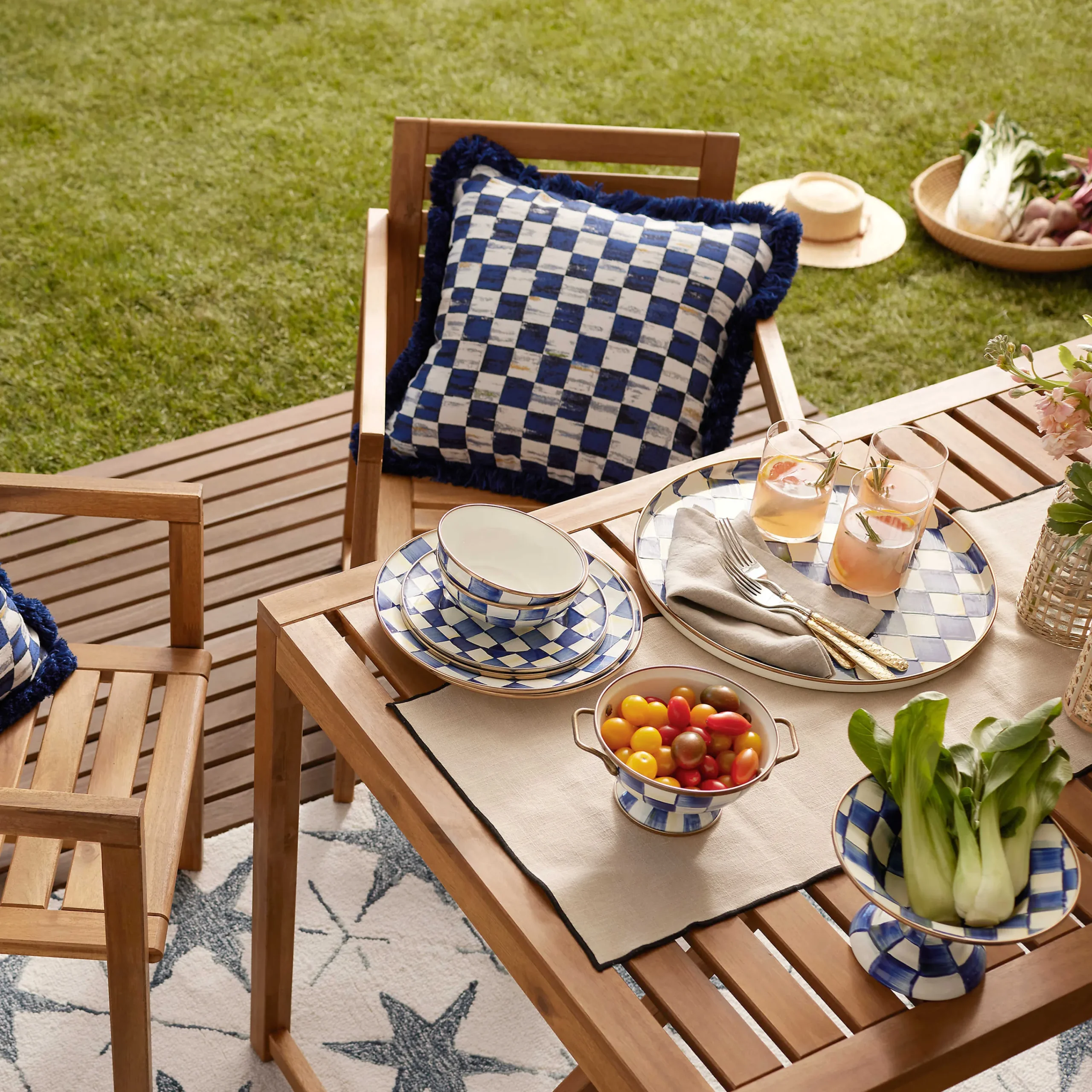 Royal Check Ruffled Square Pillow|MacKenzie-Childs Clearance