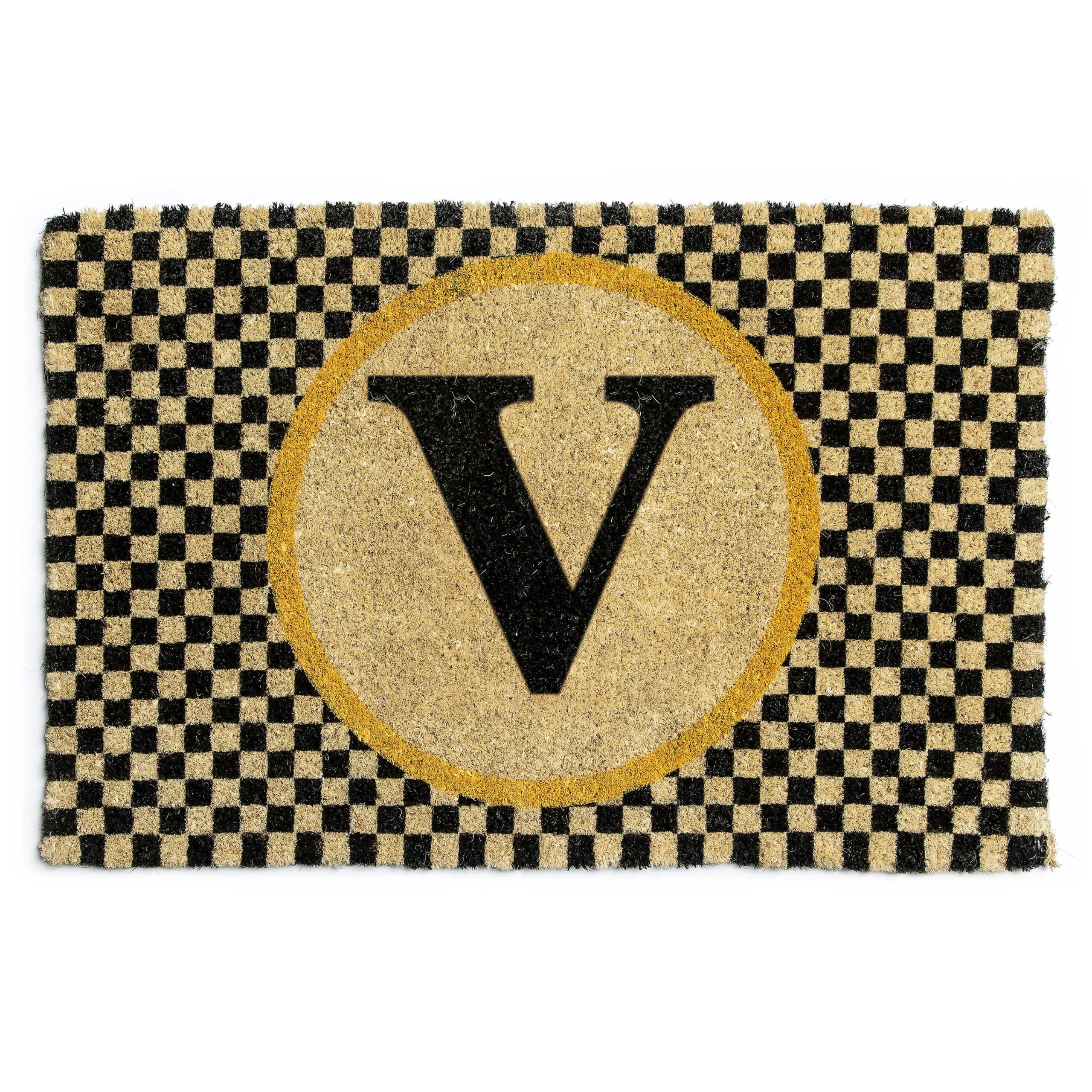 Single Letter Monogrammed Entrance Mat - V|MacKenzie-Childs Hot