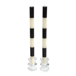 Six Bands Dinner Candles - Black - Set Of 2|MacKenzie-Childs Best