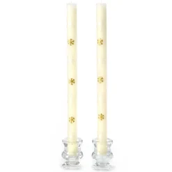 Snowflake Dinner Candles - Gold & Pearl - Set Of 2|MacKenzie-Childs Discount
