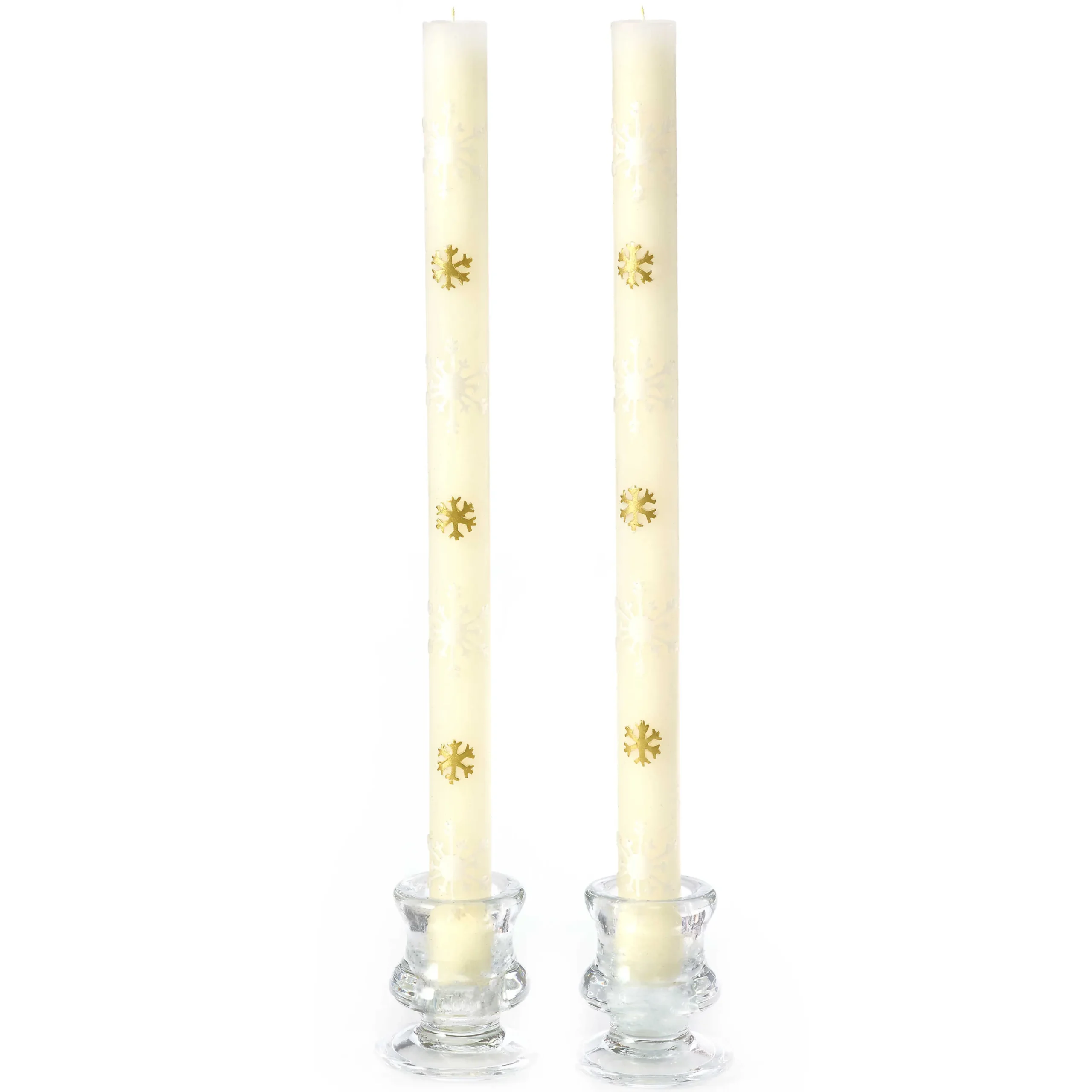 Snowflake Dinner Candles - Gold & Pearl - Set Of 2|MacKenzie-Childs Discount