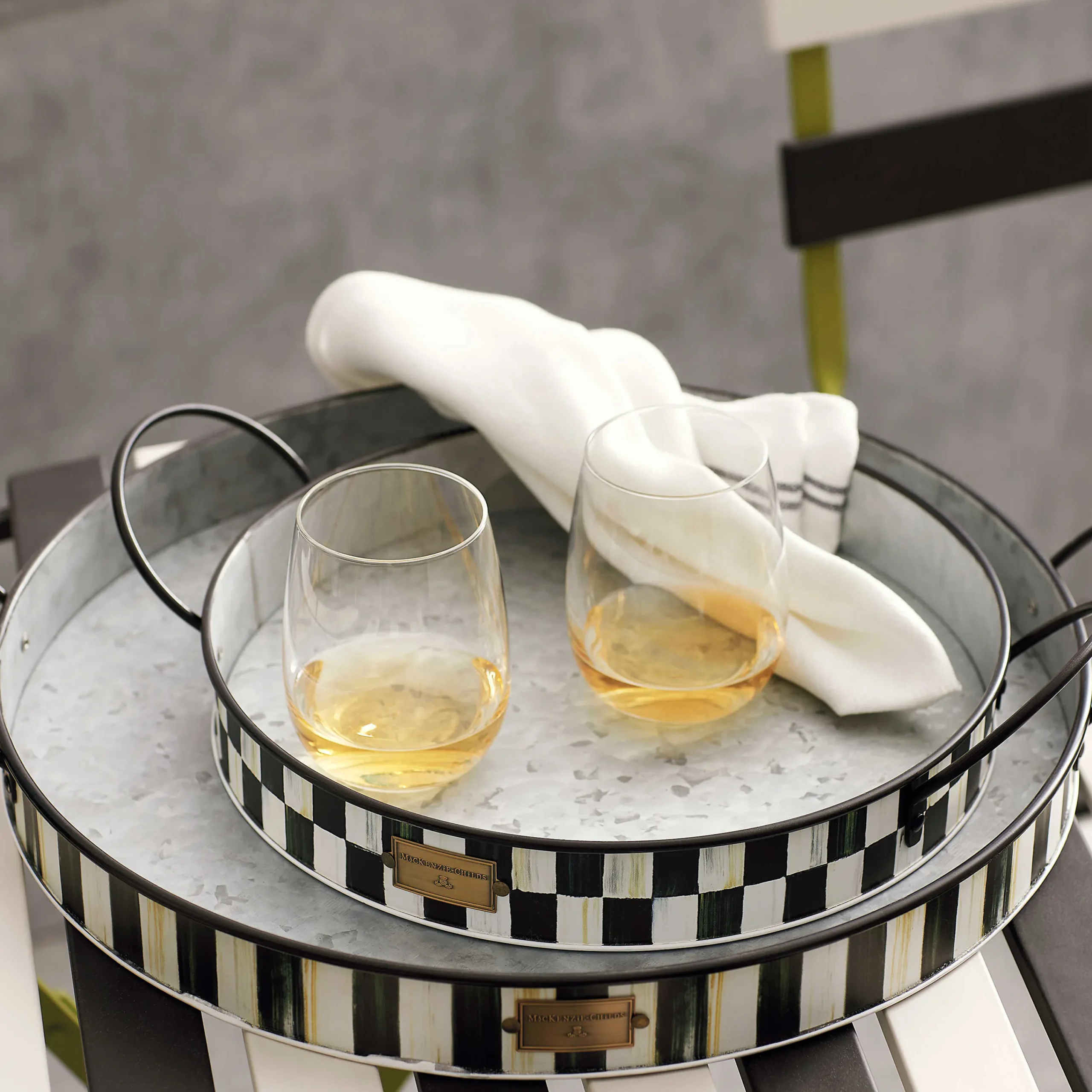 Spectator Galvanized Serving Trays - Set Of 2|MacKenzie-Childs Hot