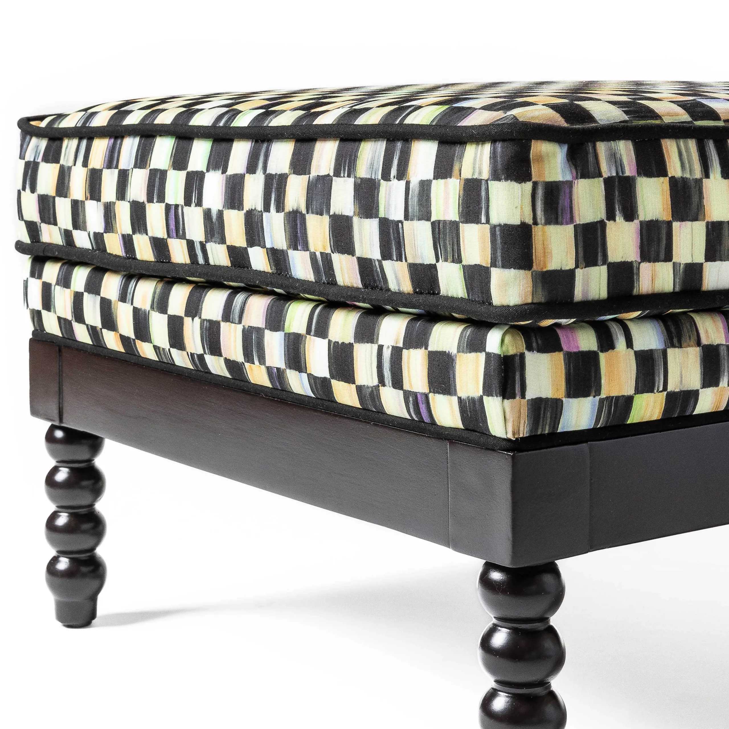Spindle Check Outdoor Ottoman|MacKenzie-Childs Sale