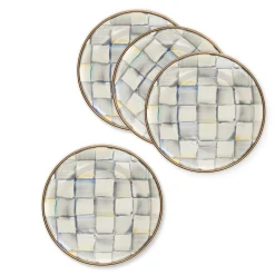 Sterling Check Enamel Appetizer Plates - Set Of 4|MacKenzie-Childs Best
