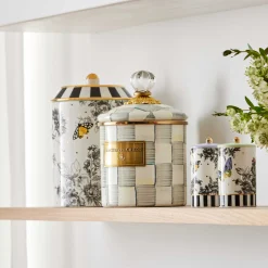 Sterling Check Enamel Canister - Small|MacKenzie-Childs Sale