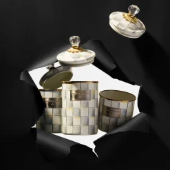 Sterling Check Enamel Canister - Large|MacKenzie-Childs Hot