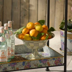 Sterling Check Enamel Compote - Large|MacKenzie-Childs Clearance