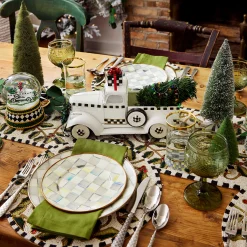 Sterling Check Enamel Dinner Plate|MacKenzie-Childs Sale