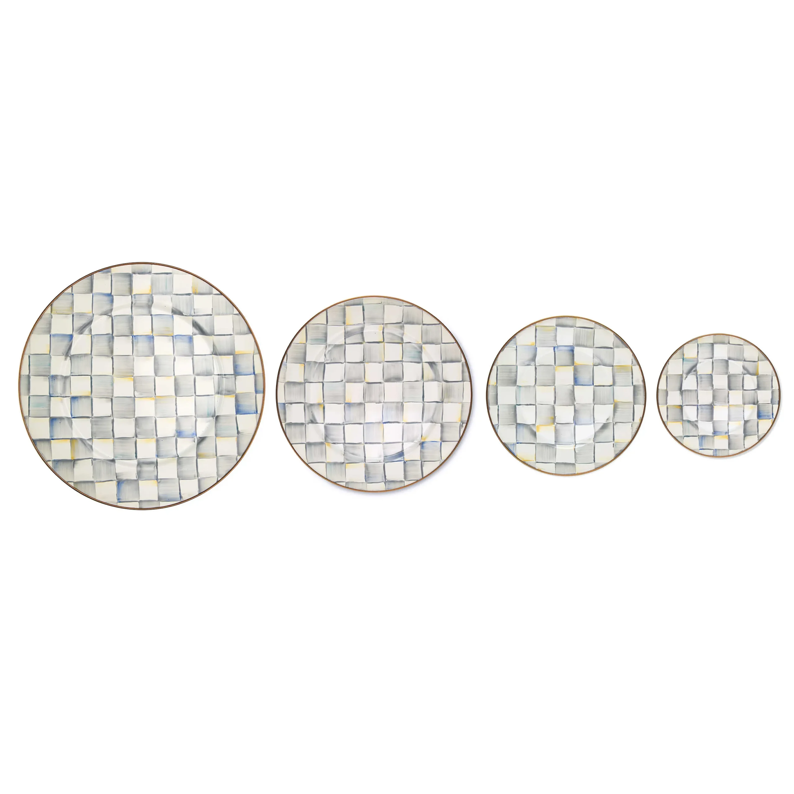 Sterling Check Enamel Dinner Plate|MacKenzie-Childs Sale