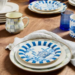 Sterling Check Enamel Dinner Plate|MacKenzie-Childs Sale