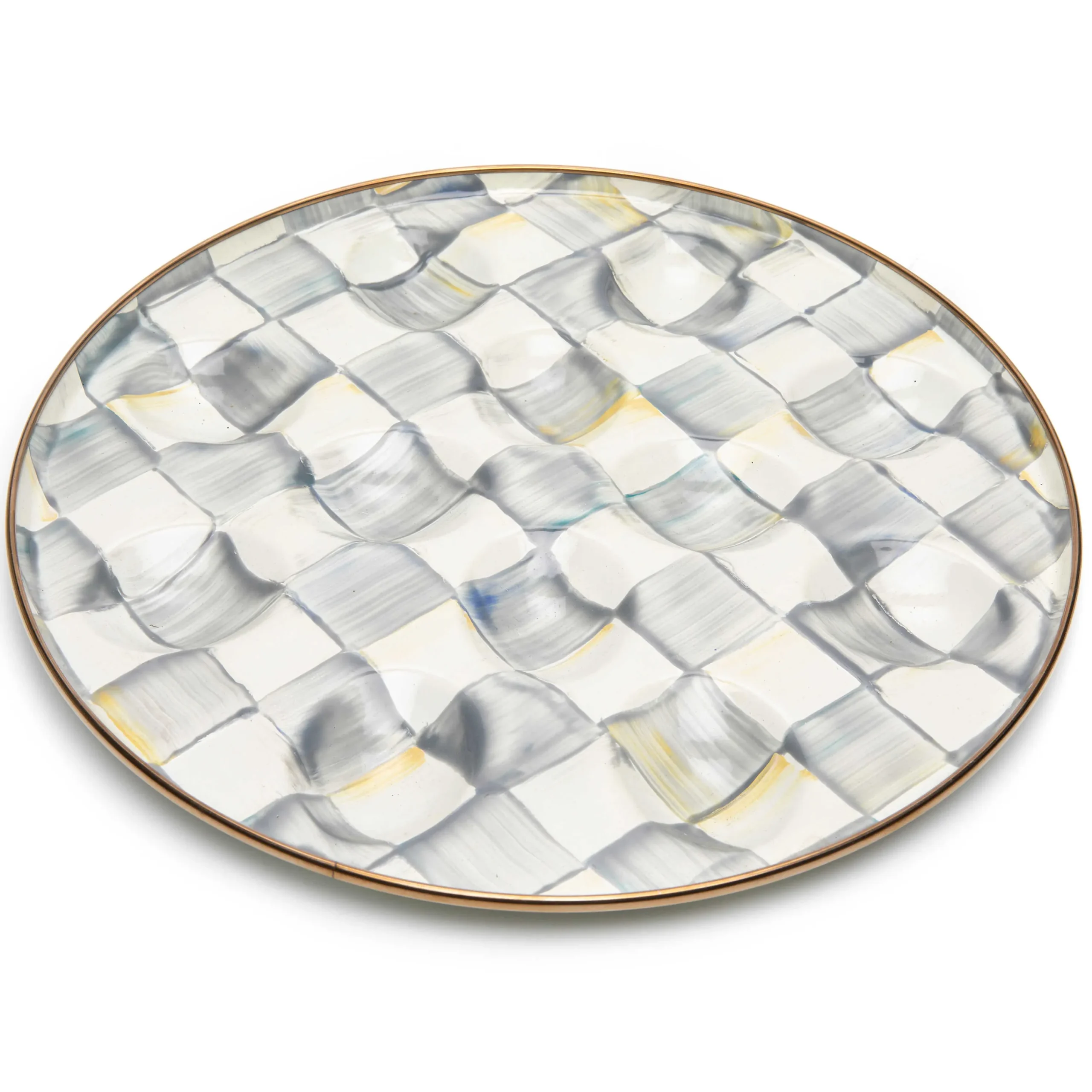 Sterling Check Enamel Egg Plate|MacKenzie-Childs Sale