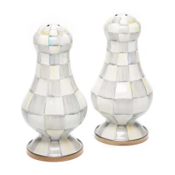 Sterling Check Enamel Large Salt & Pepper Shakers|MacKenzie-Childs Hot