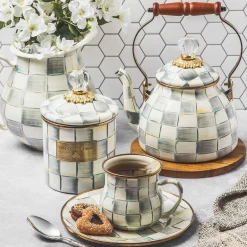 Sterling Check Enamel Mug|MacKenzie-Childs Outlet