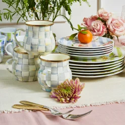 Sterling Check Enamel Mug|MacKenzie-Childs Outlet