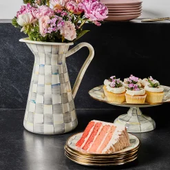 Sterling Check Enamel Pedestal Platter - Small|MacKenzie-Childs