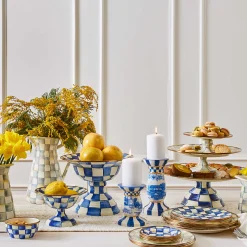 Sterling Check Enamel Pedestal Platter - Small|MacKenzie-Childs