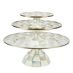 Sterling Check Enamel Pedestal Platter - Small|MacKenzie-Childs