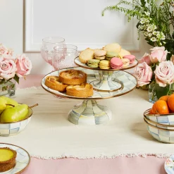 Sterling Check Enamel Pedestal Platter - Mini|MacKenzie-Childs New