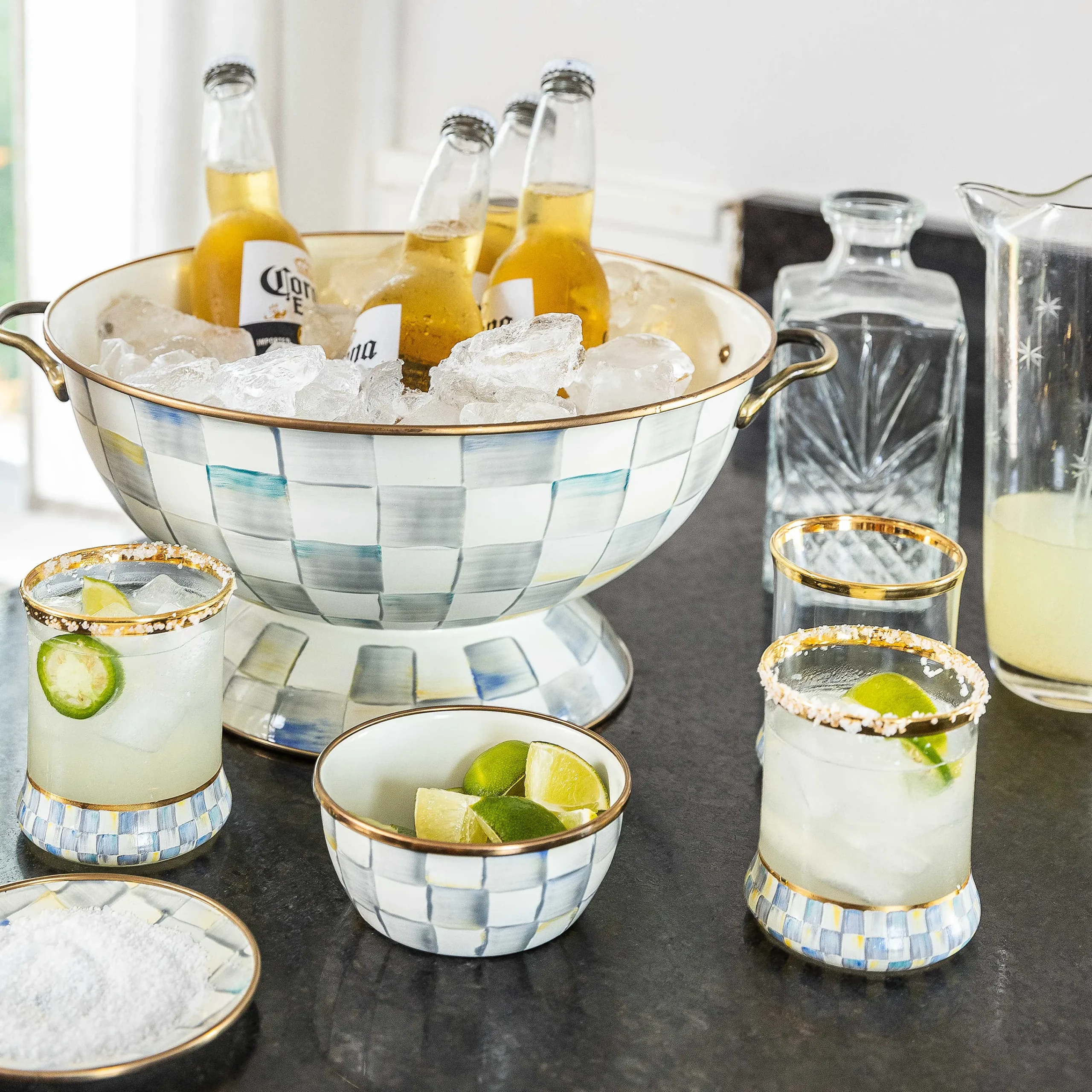 Sterling Check Enamel Pinch Bowl|MacKenzie-Childs Sale