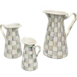 Sterling Check Enamel Practical Pitcher - Large|MacKenzie-Childs Best