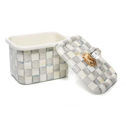 Sterling Check Enamel Recipe Box|MacKenzie-Childs Best