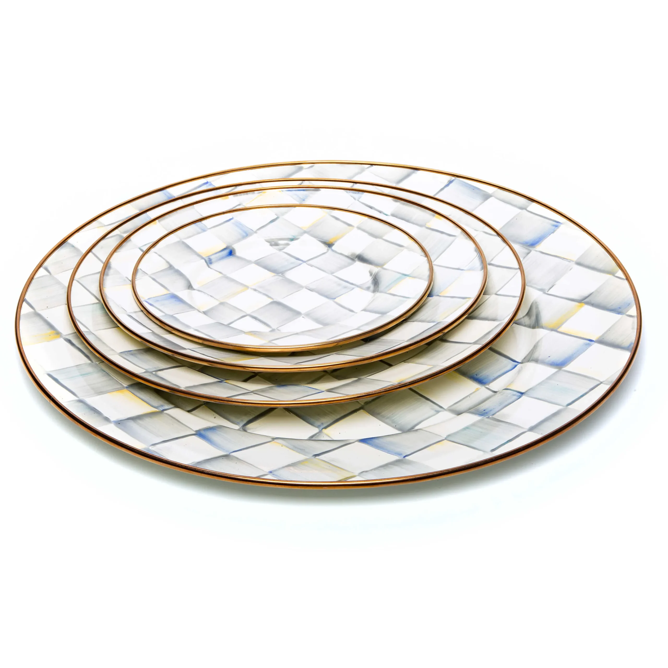 Sterling Check Enamel Salad/Dessert Plate|MacKenzie-Childs