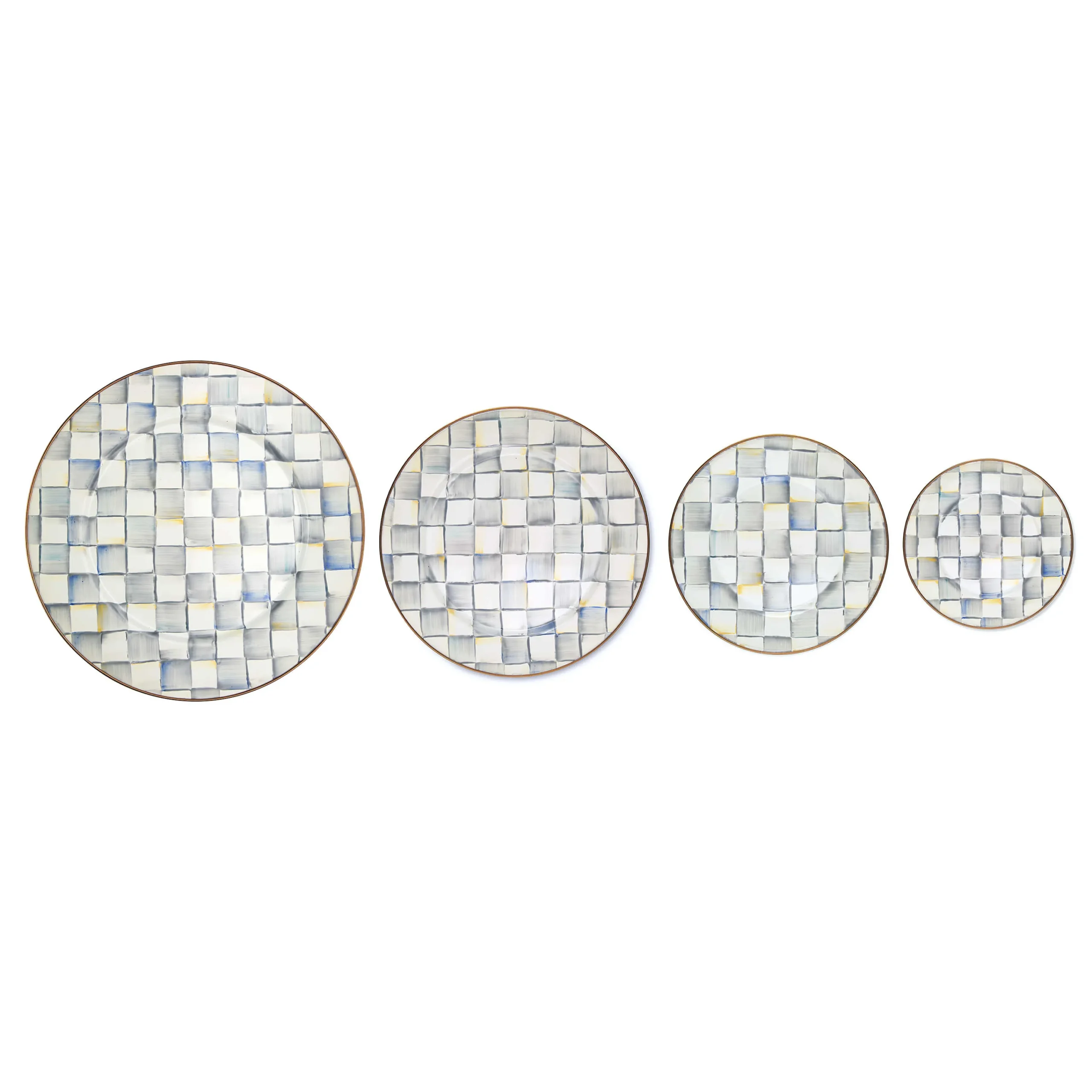 Sterling Check Enamel Salad/Dessert Plate|MacKenzie-Childs