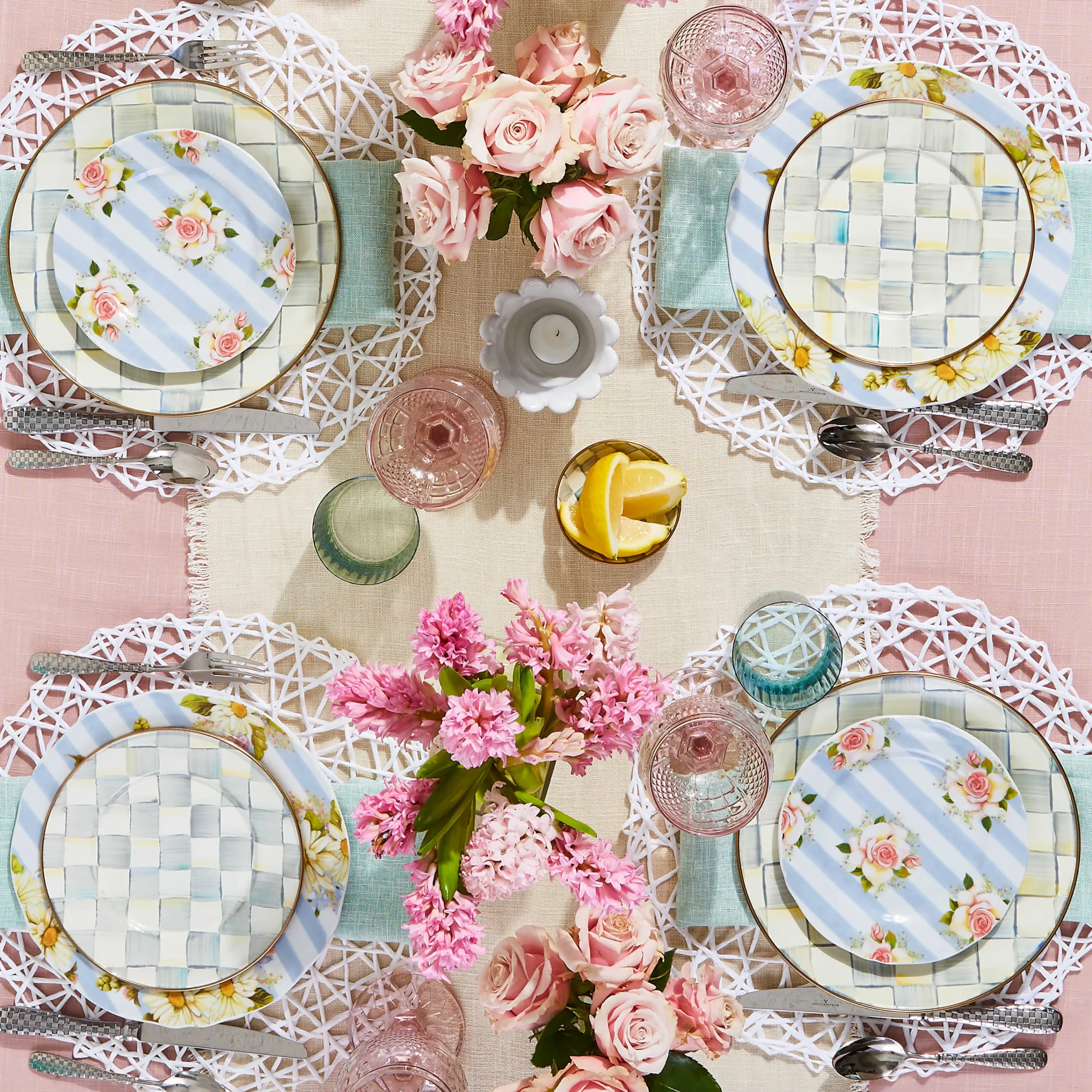 Sterling Check Enamel Salad/Dessert Plate|MacKenzie-Childs