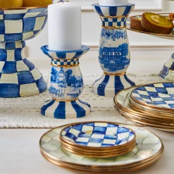 Sterling Check Enamel Salad/Dessert Plate|MacKenzie-Childs