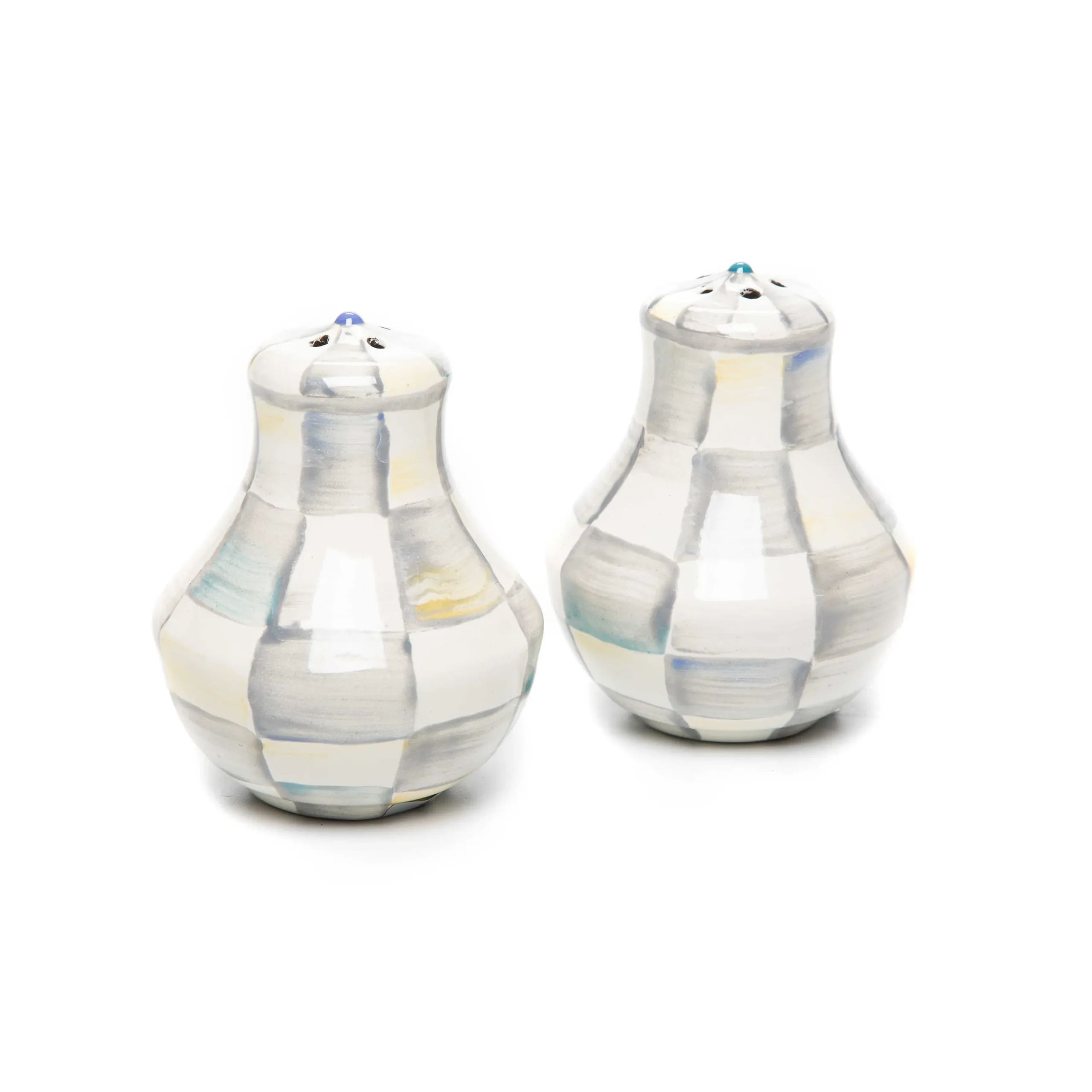 Sterling Check Enamel Salt & Pepper Shakers|MacKenzie-Childs Sale