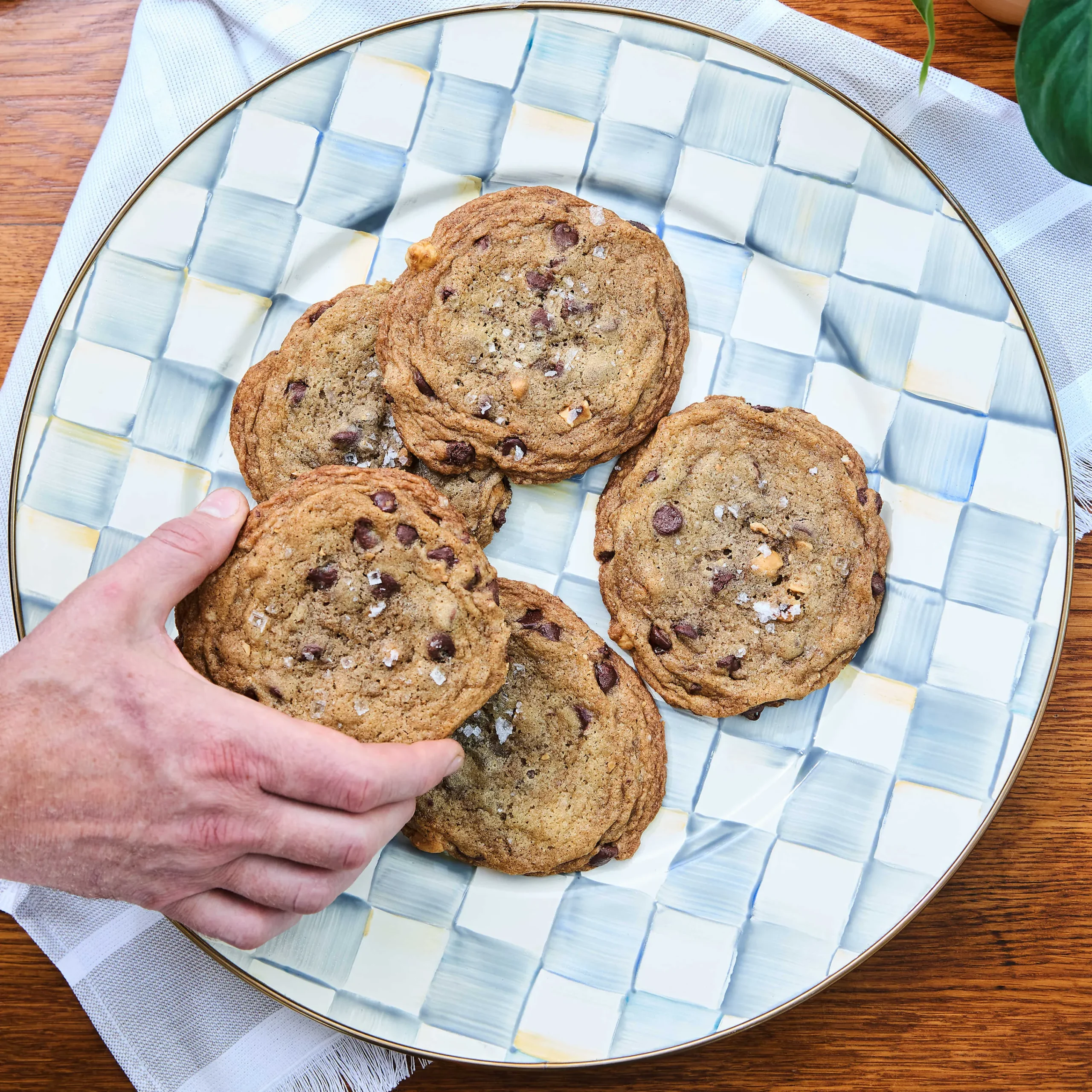 Sterling Check Enamel Serving Platter|MacKenzie-Childs Online