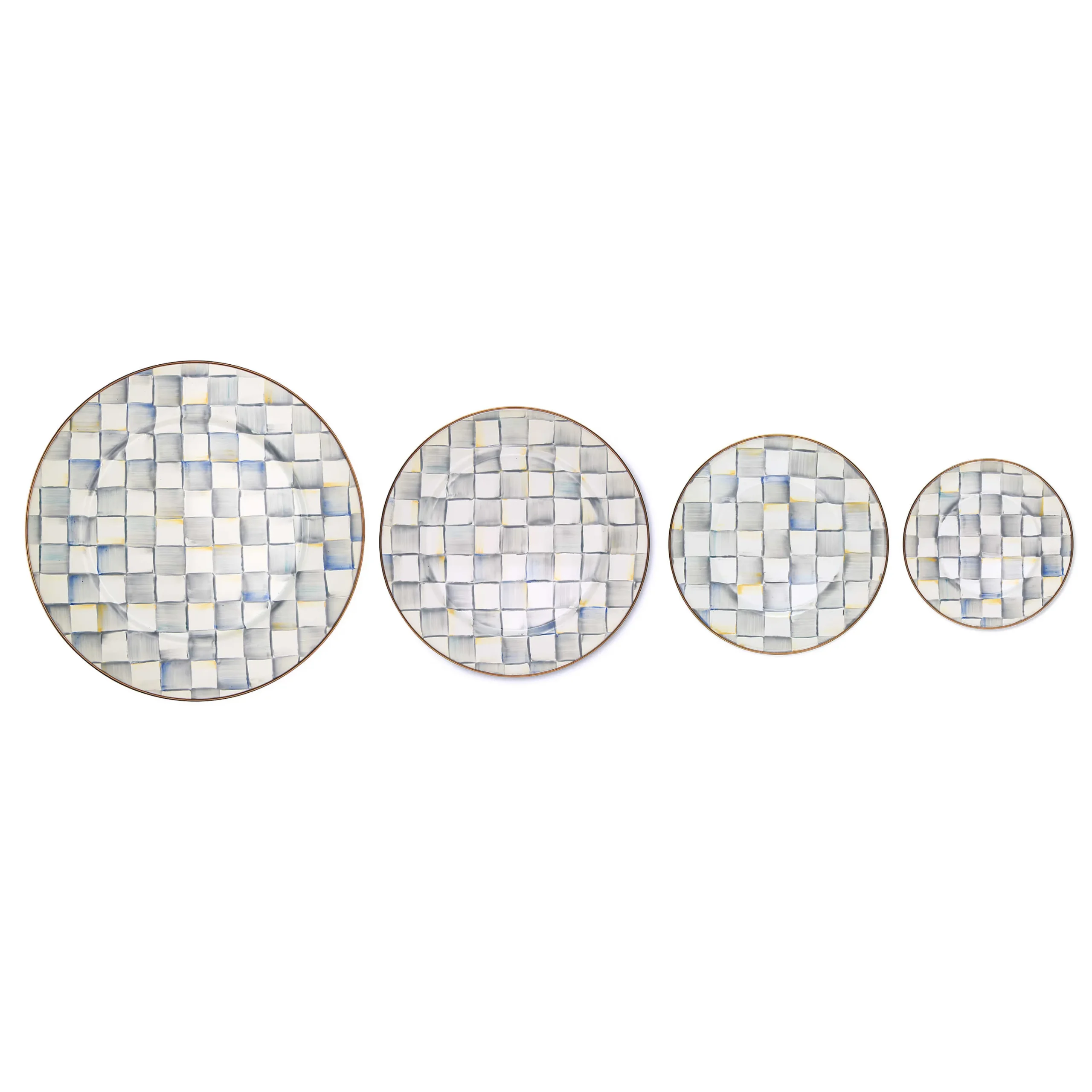 Sterling Check Enamel Serving Platter|MacKenzie-Childs Online