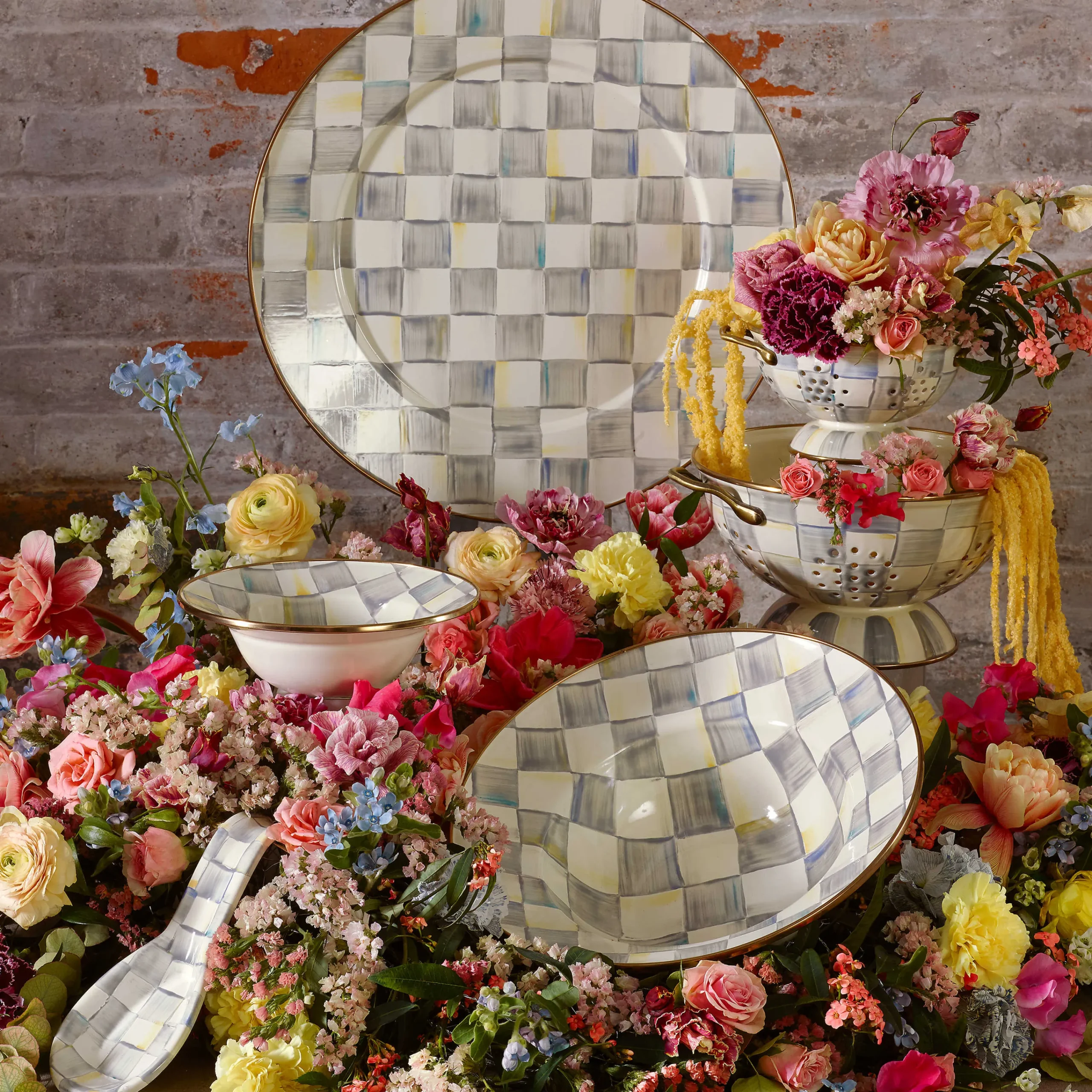 Sterling Check Enamel Spoon Rest|MacKenzie-Childs Outlet