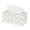 Sterling Check Enamel Standard Tissue Box Cover|MacKenzie-Childs Best