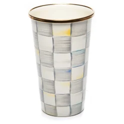 Sterling Check Enamel Tumbler - 20 Ounce|MacKenzie-Childs New