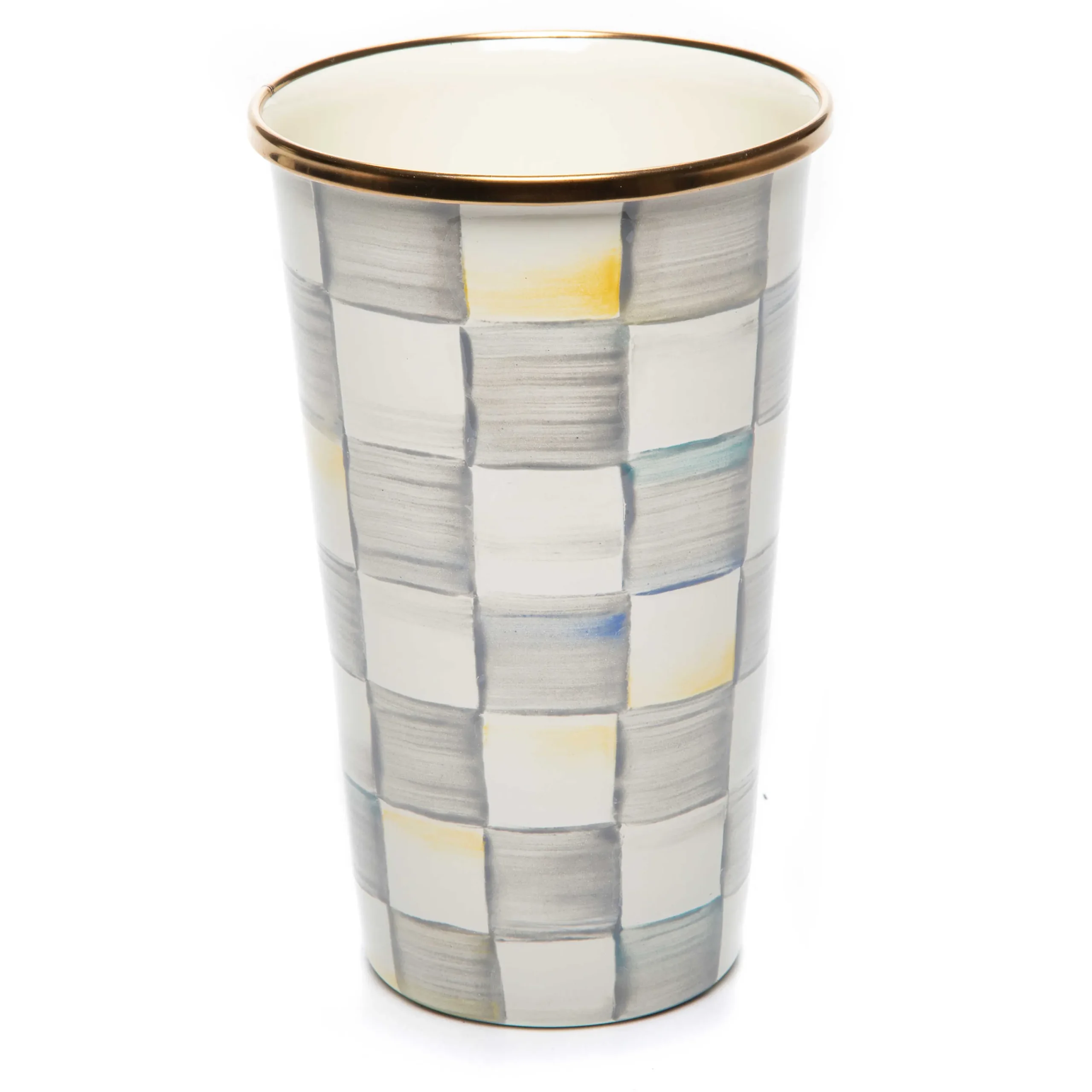 Sterling Check Enamel Tumbler - 20 Ounce|MacKenzie-Childs New
